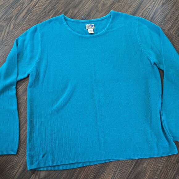 CHICO's Peacock Blue Tight-Knit Woven Rayon Sweater NWOT/SIZE 3/XL - Picture 1 of 4